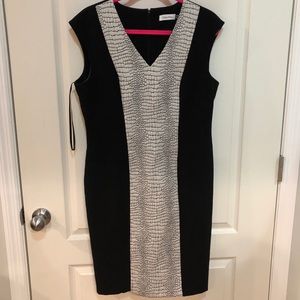 Calvin Klein’s reptile print panel dress